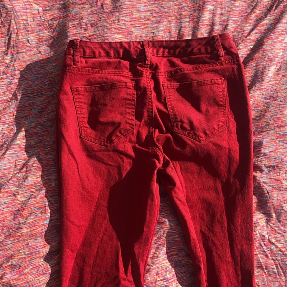 Red Denim Cigarette Fit Skinny Nine West Jeans - Picture 5 of 14